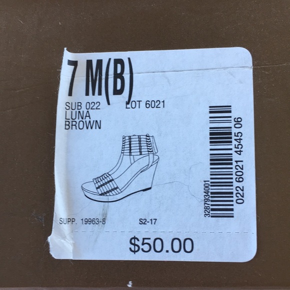 Decree “Luna” Brown Ankle Wrap Platform Wedge Sandals Sized 7, NIB - Picture 7 of 8